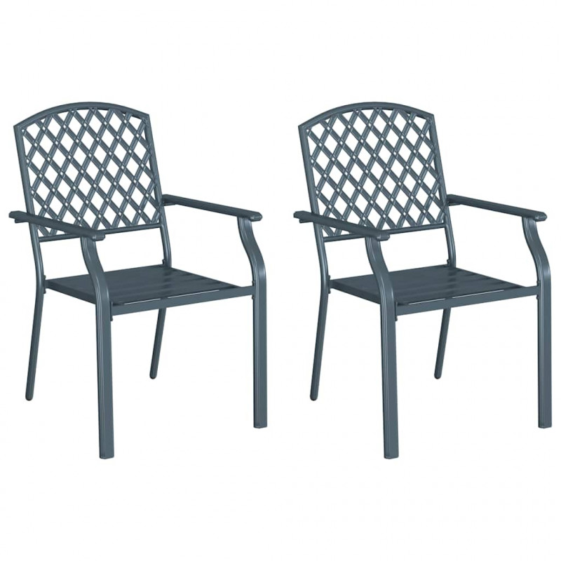 Krzesło Ogrodowe 2 pcs Antracyt 56 x 65 x 89 cm Stal