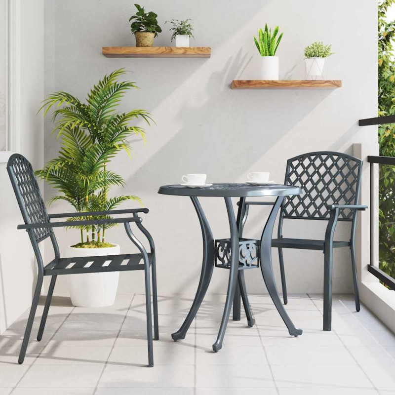 Krzesło Ogrodowe 2 pcs Antracyt 56 x 65 x 89 cm Stal