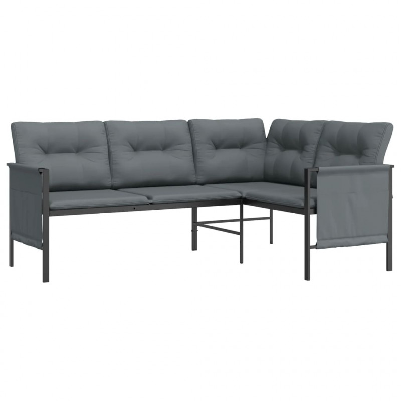 Ogrodowa sofa narożna, antracytowa, stal i textilene