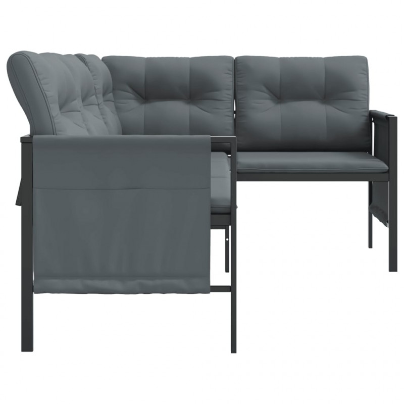 Ogrodowa sofa narożna, antracytowa, stal i textilene