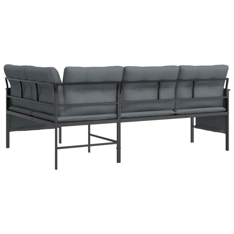 Ogrodowa sofa narożna, antracytowa, stal i textilene