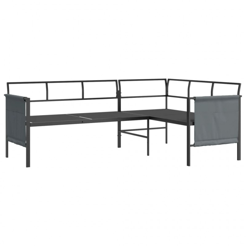 Ogrodowa sofa narożna, antracytowa, stal i textilene