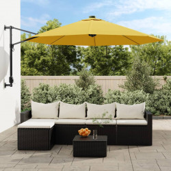Ścienny parasol ogrodowy z LED, żółty, 290 cm