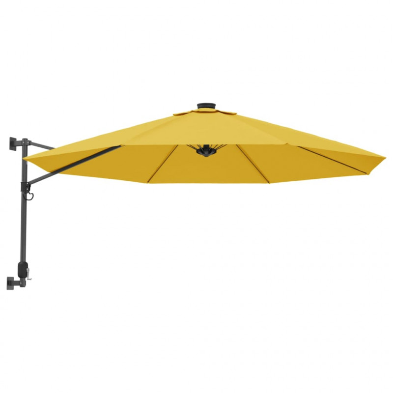 Ścienny parasol ogrodowy z LED, żółty, 290 cm