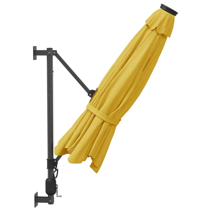 Ścienny parasol ogrodowy z LED, żółty, 290 cm