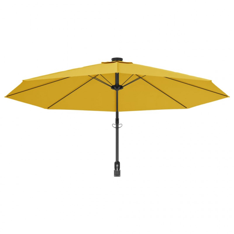 Ścienny parasol ogrodowy z LED, żółty, 290 cm