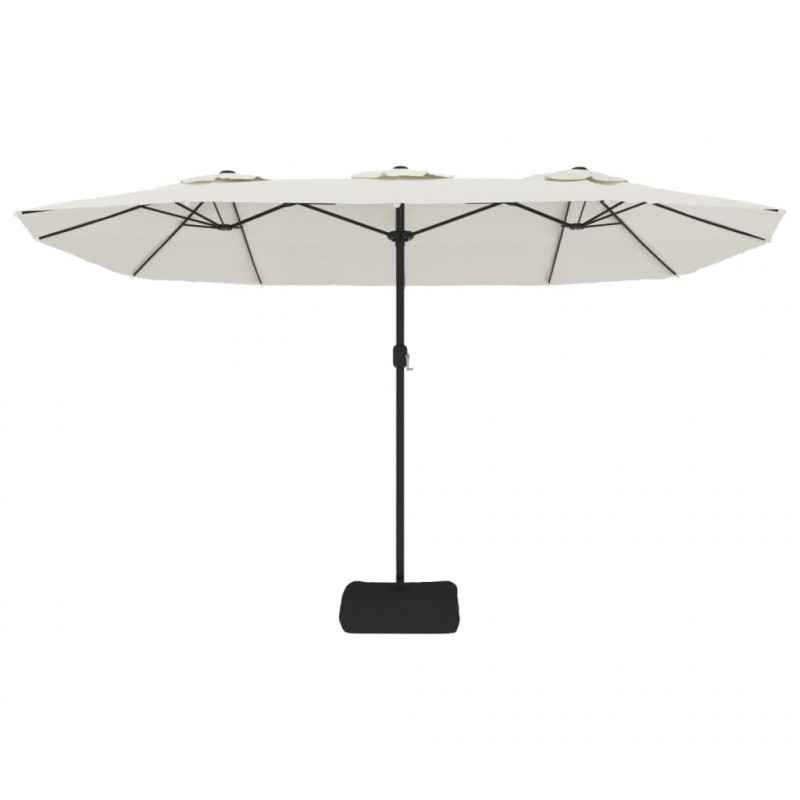 Podwójny parasol ogrodowy, piaskowa biel, 449x265 cm