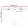 Podwójny parasol ogrodowy z LED, czarny, 449x245 cm