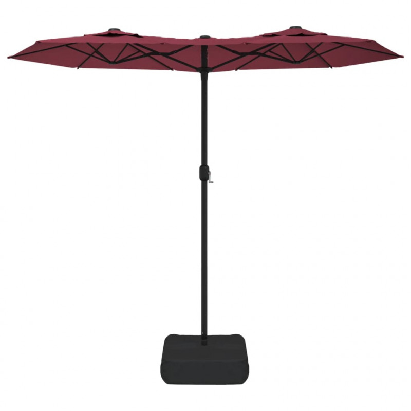 Podwójny parasol ogrodowy, bordowy, 316x145 cm