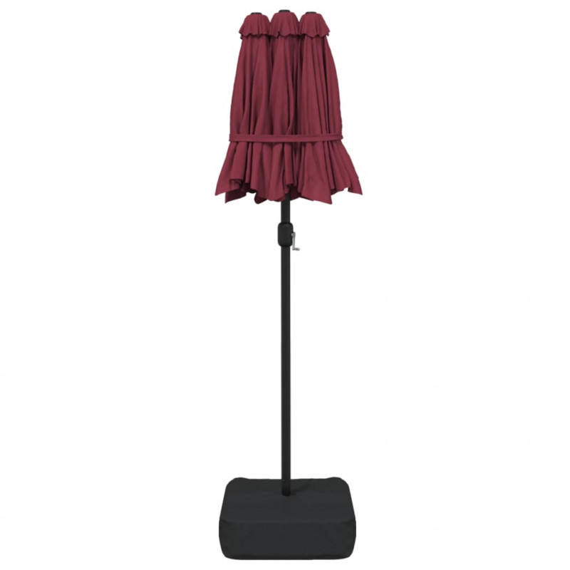 Podwójny parasol ogrodowy, bordowy, 316x145 cm