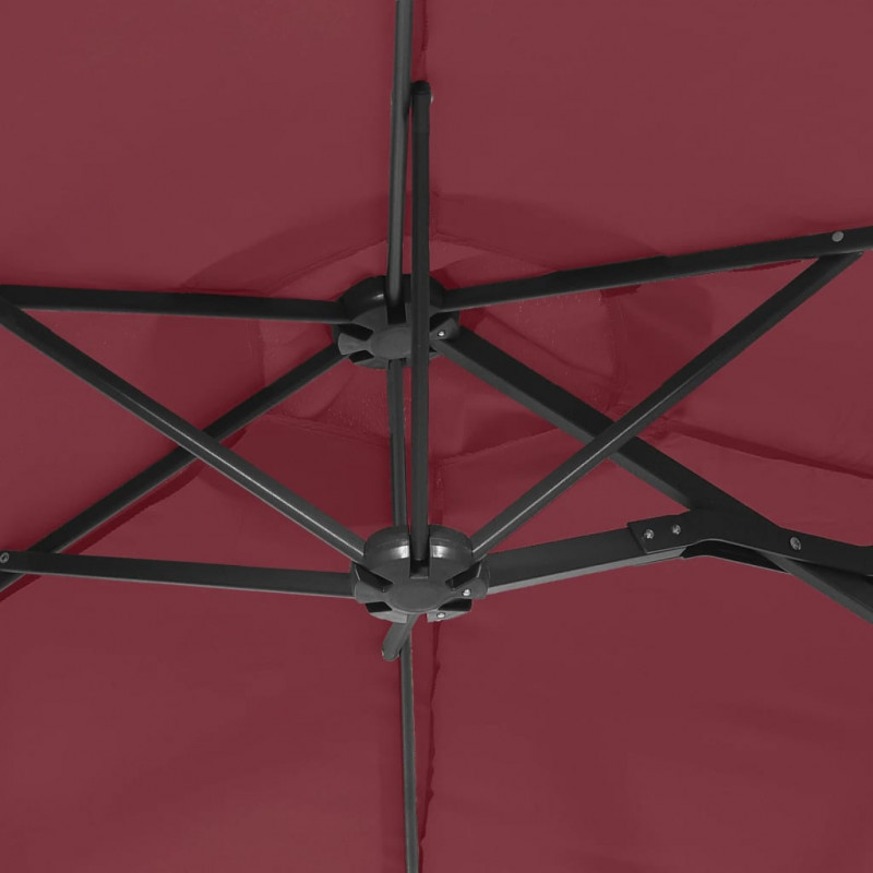 Podwójny parasol ogrodowy, bordowy, 316x145 cm
