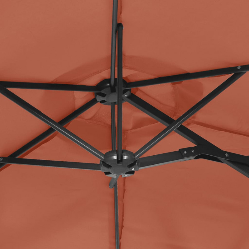 Podwójny parasol ogrodowy, terakota, 316x145 cm
