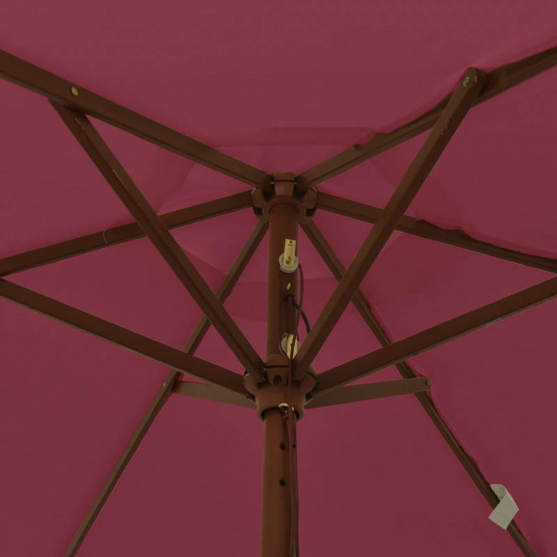 Parasol ogrodowy na drewnianym słupku, bordo, 196x231 cm