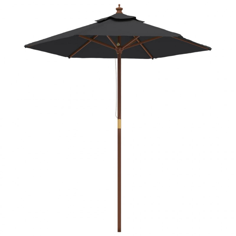 Parasol ogrodowy na drewnianym słupku, czarny, 196x231 cm