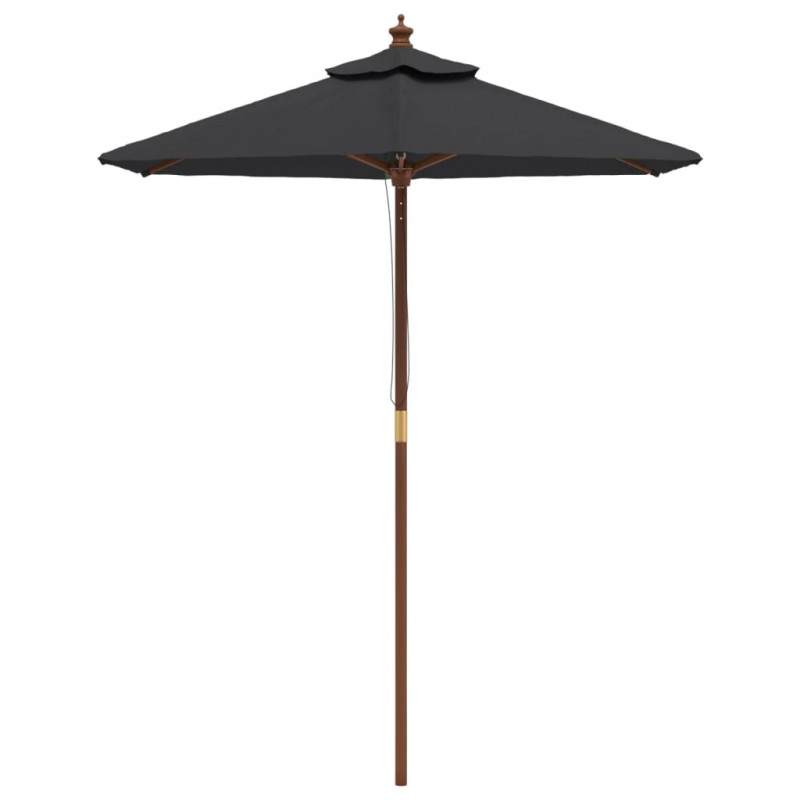 Parasol ogrodowy na drewnianym słupku, czarny, 196x231 cm