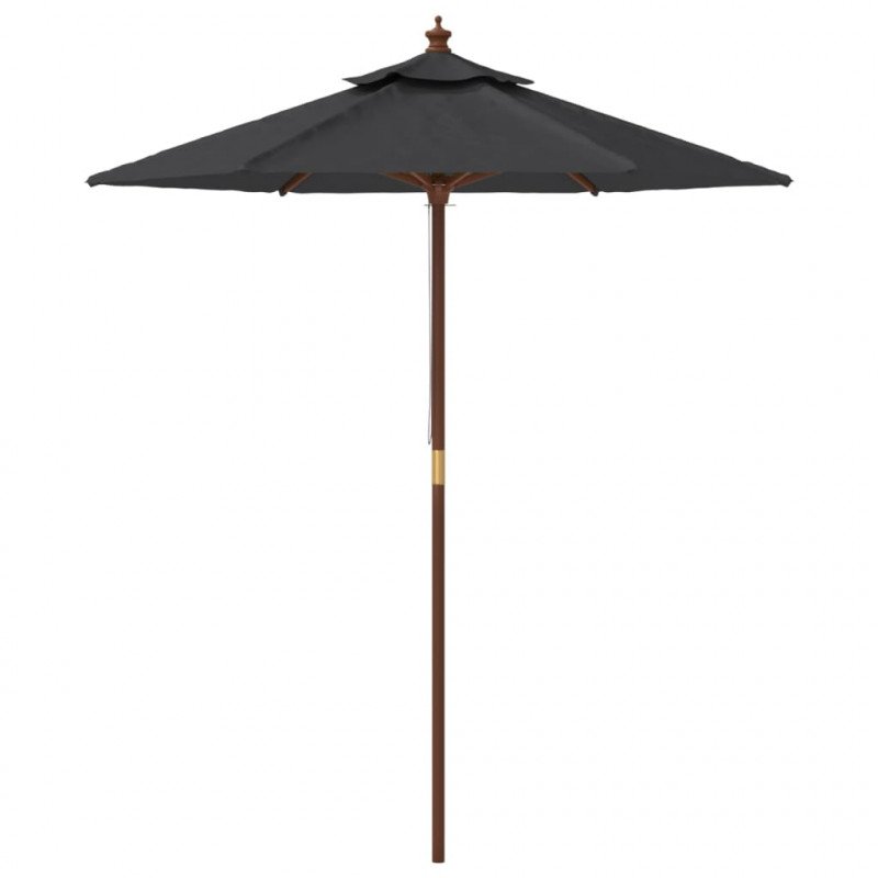 Parasol ogrodowy na drewnianym słupku, czarny, 196x231 cm