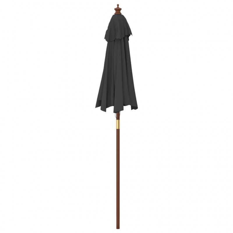 Parasol ogrodowy na drewnianym słupku, czarny, 196x231 cm