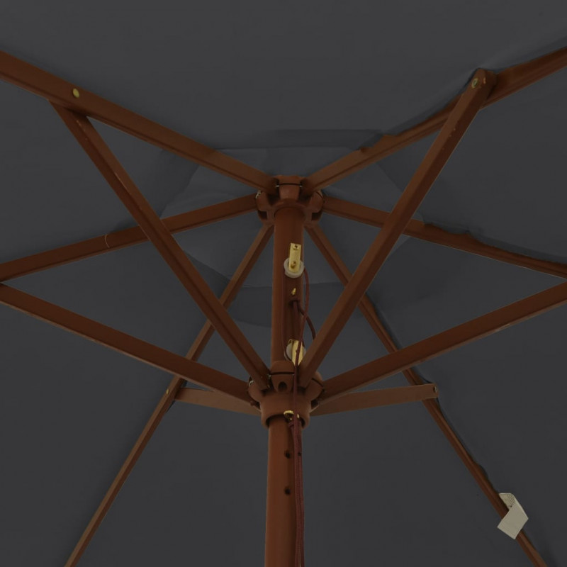 Parasol ogrodowy na drewnianym słupku, czarny, 196x231 cm