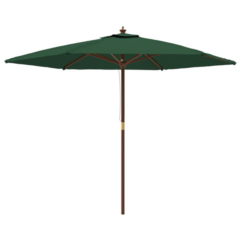 Parasol ogrodowy na drewnianym słupku, zielony, 299x240 cm
