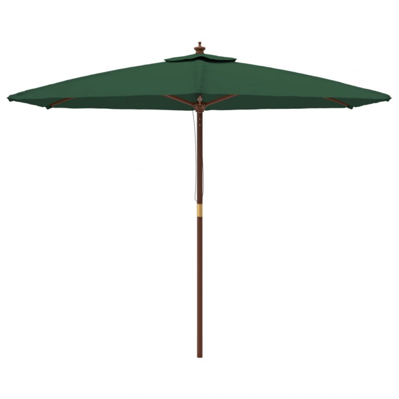 Parasol ogrodowy na drewnianym słupku, zielony, 299x240 cm