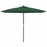 Parasol ogrodowy na drewnianym słupku, zielony, 299x240 cm
