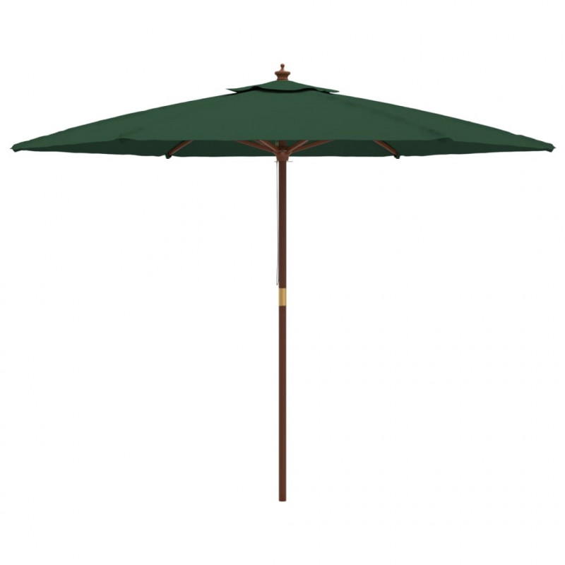 Parasol ogrodowy na drewnianym słupku, zielony, 299x240 cm