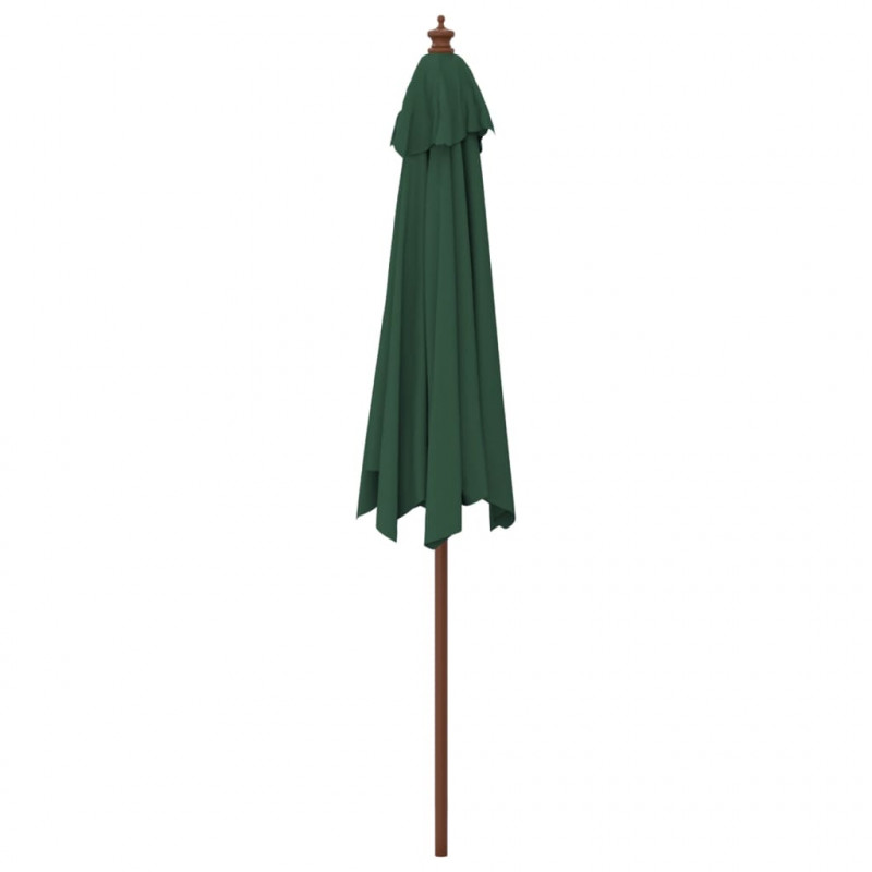 Parasol ogrodowy na drewnianym słupku, zielony, 299x240 cm