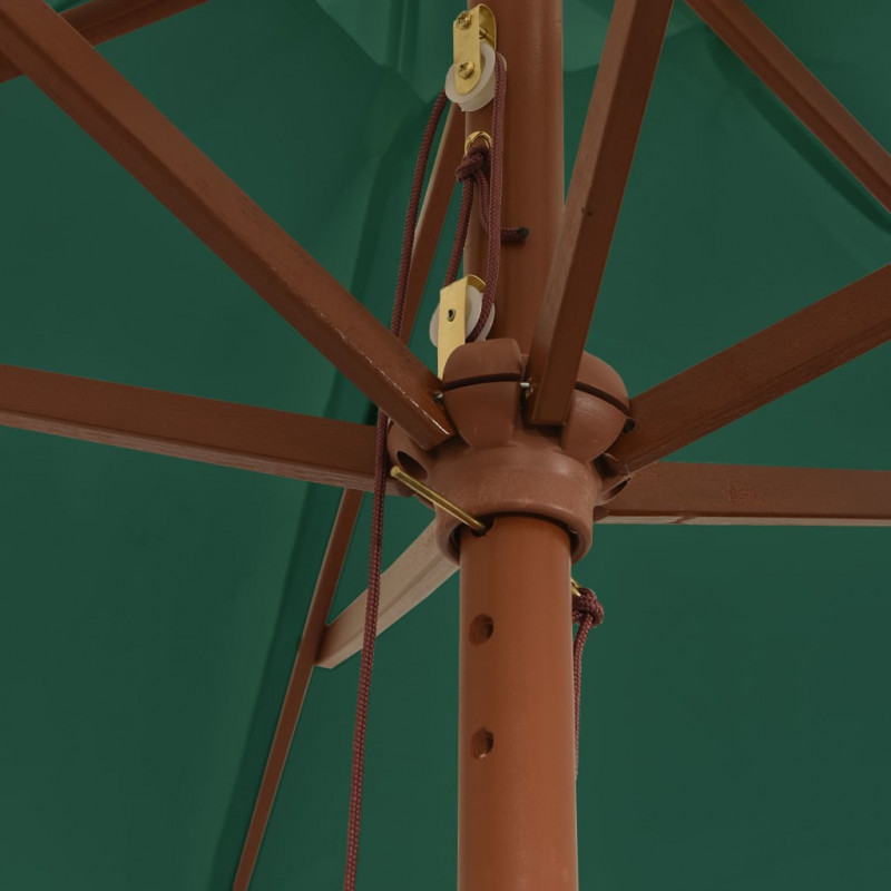 Parasol ogrodowy na drewnianym słupku, zielony, 299x240 cm