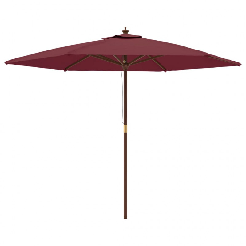 Parasol ogrodowy na drewnianym słupku, bordowy, 299x240 cm
