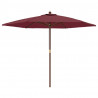 Parasol ogrodowy na drewnianym słupku, bordowy, 299x240 cm