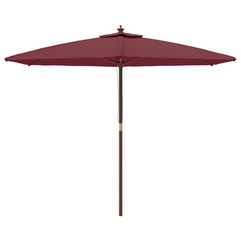 Parasol ogrodowy na drewnianym słupku, bordowy, 299x240 cm