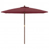 Parasol ogrodowy na drewnianym słupku, bordowy, 299x240 cm