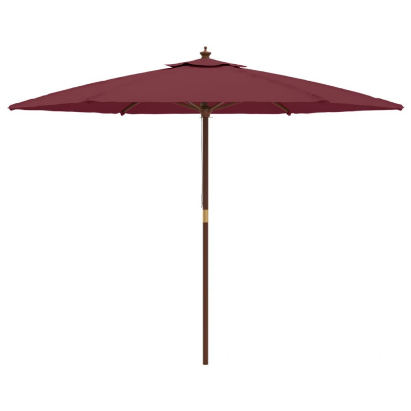 Parasol ogrodowy na drewnianym słupku, bordowy, 299x240 cm