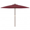 Parasol ogrodowy na drewnianym słupku, bordowy, 299x240 cm