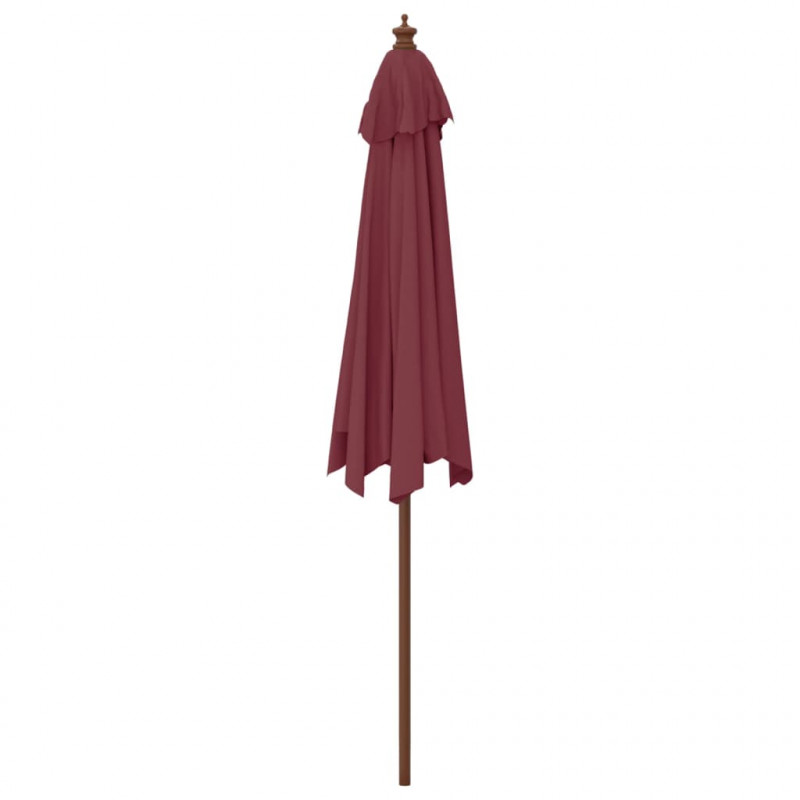 Parasol ogrodowy na drewnianym słupku, bordowy, 299x240 cm
