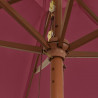 Parasol ogrodowy na drewnianym słupku, bordowy, 299x240 cm