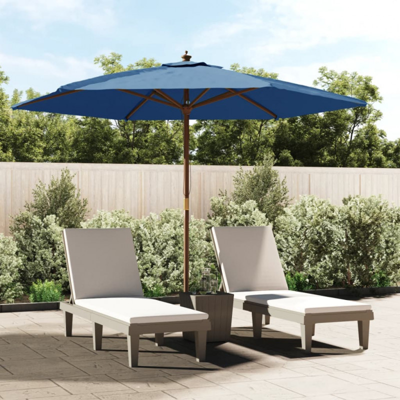 Parasol ogrodowy na drewnianym słupku, lazurowy, 299x240 cm