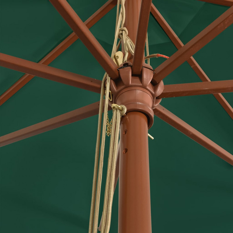 Parasol ogrodowy na drewnianym słupku, zielony, 400x273 cm