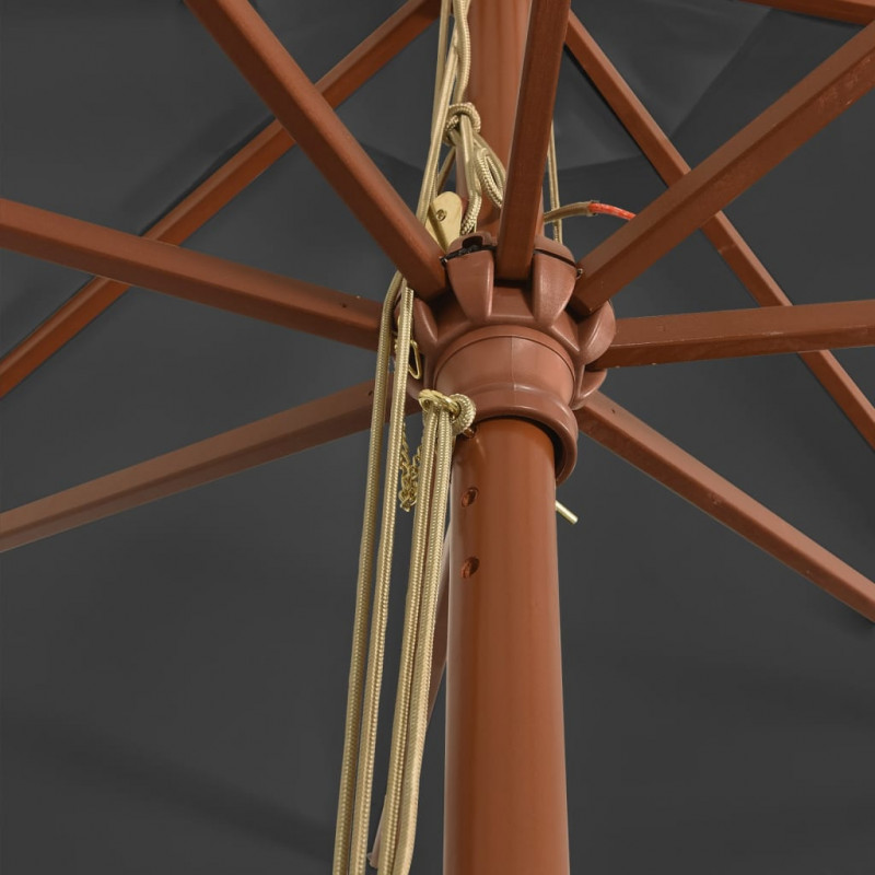 Parasol ogrodowy na drewnianym słupku, antracytowy, 400x273 cm