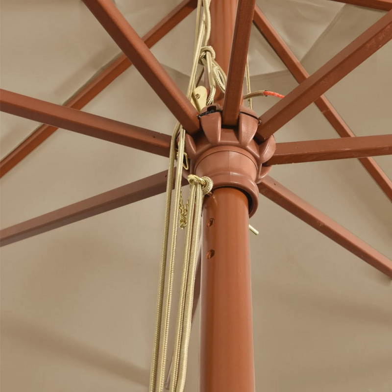 Parasol ogrodowy na drewnianym słupku, taupe, 400x273 cm