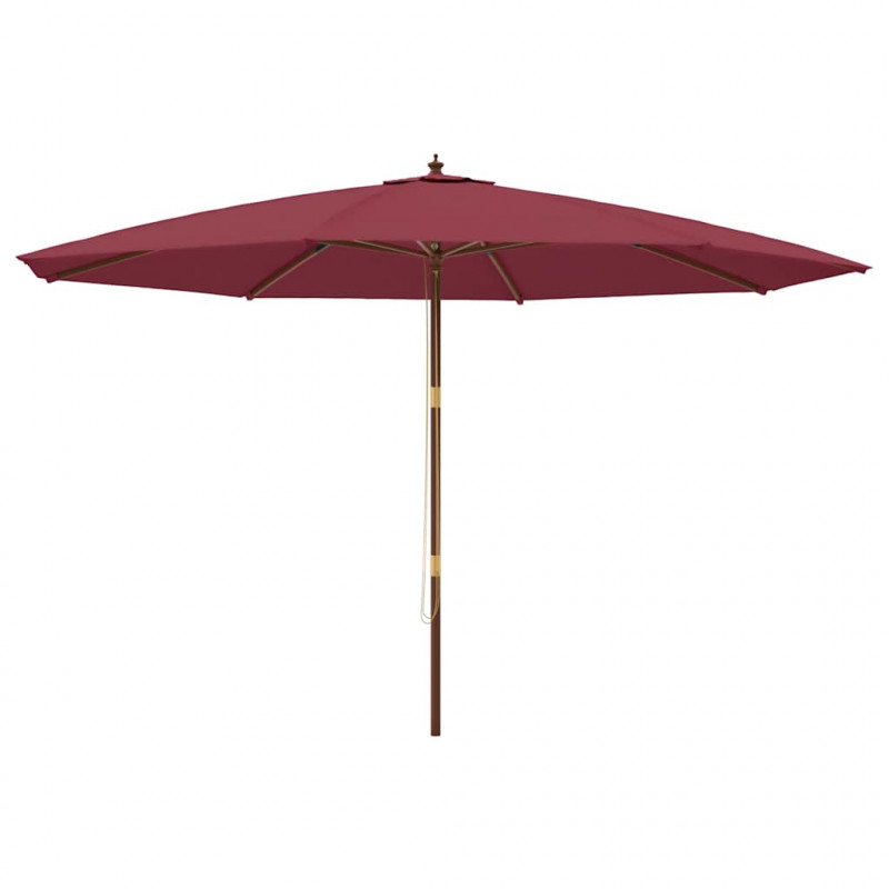 Parasol ogrodowy na drewnianym słupku, bordowy, 400x273 cm