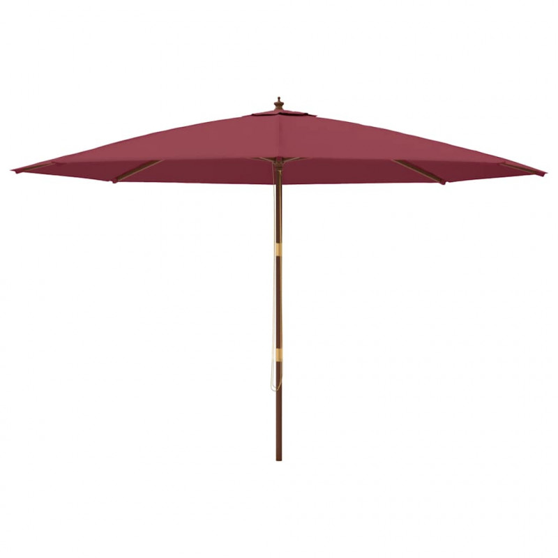 Parasol ogrodowy na drewnianym słupku, bordowy, 400x273 cm