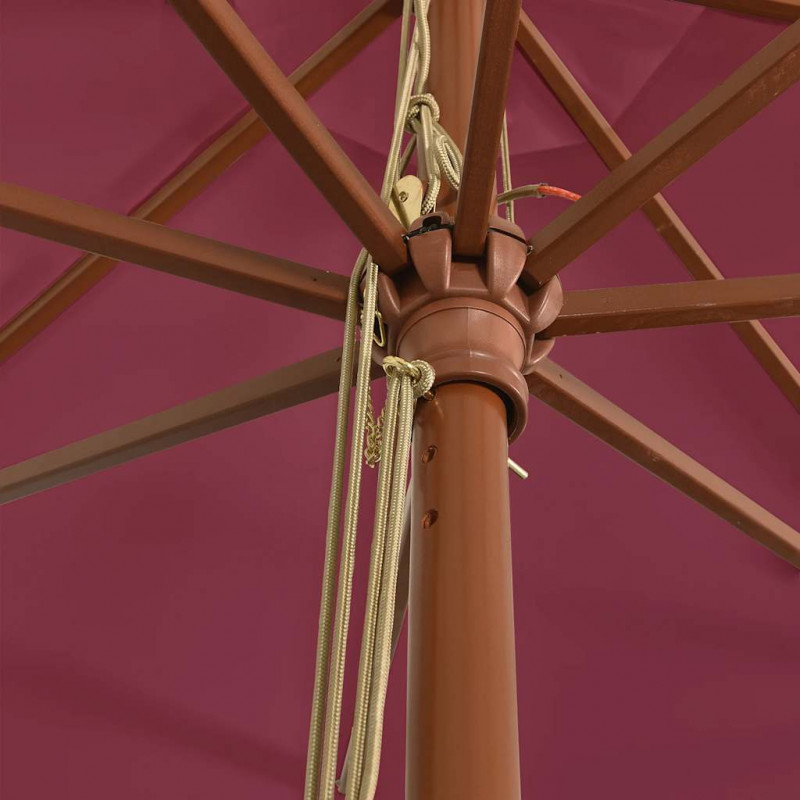 Parasol ogrodowy na drewnianym słupku, bordowy, 400x273 cm