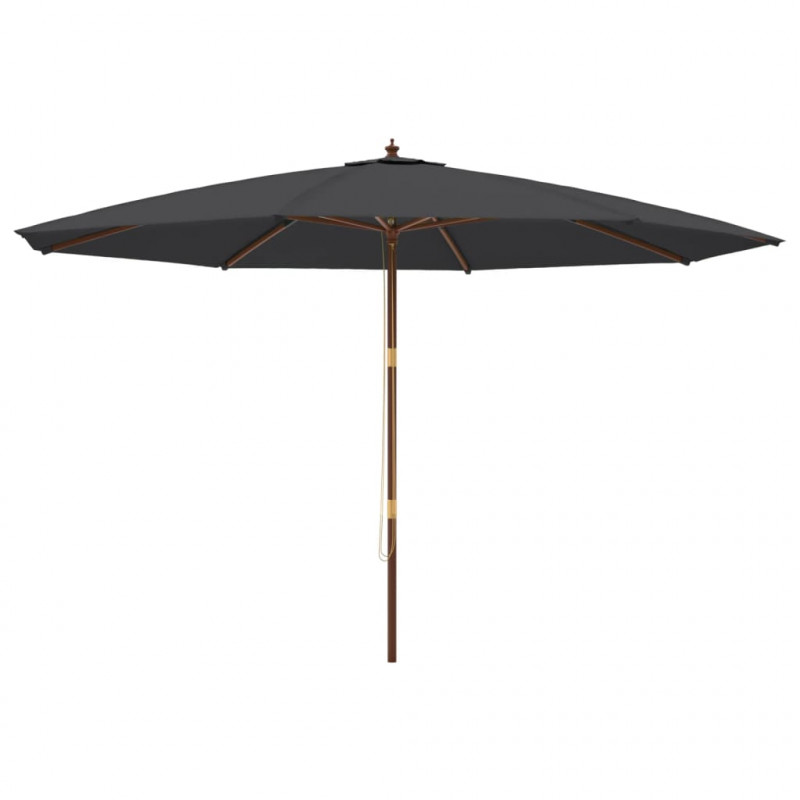 Parasol ogrodowy na drewnianym słupku, czarny, 400x273 cm