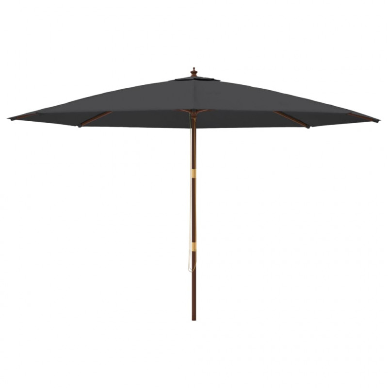 Parasol ogrodowy na drewnianym słupku, czarny, 400x273 cm