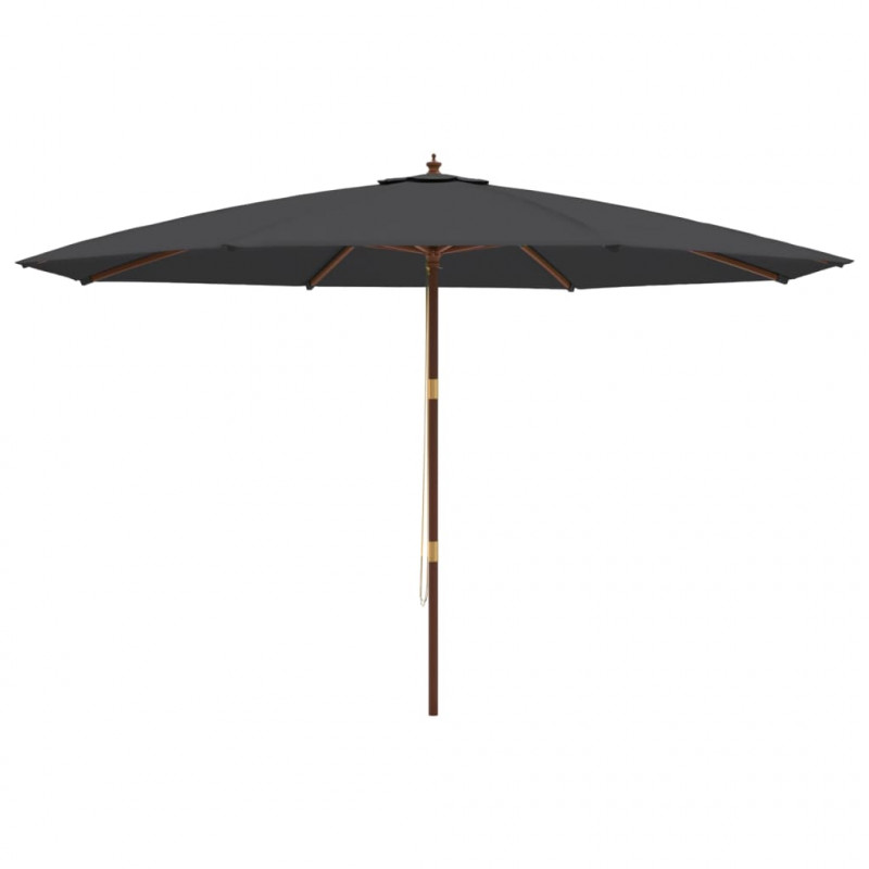 Parasol ogrodowy na drewnianym słupku, czarny, 400x273 cm