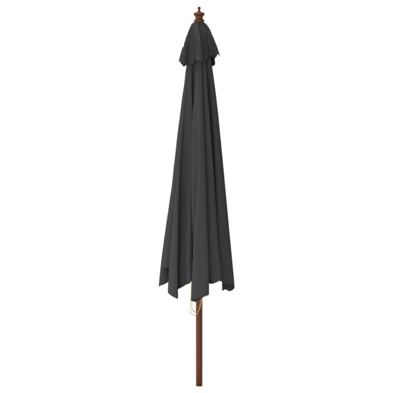 Parasol ogrodowy na drewnianym słupku, czarny, 400x273 cm