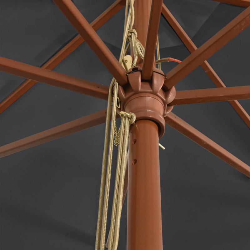 Parasol ogrodowy na drewnianym słupku, czarny, 400x273 cm
