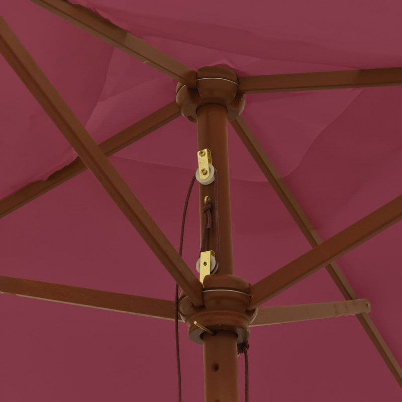 Parasol ogrodowy na drewnianym słupku, bordowy, 198x198x231 cm