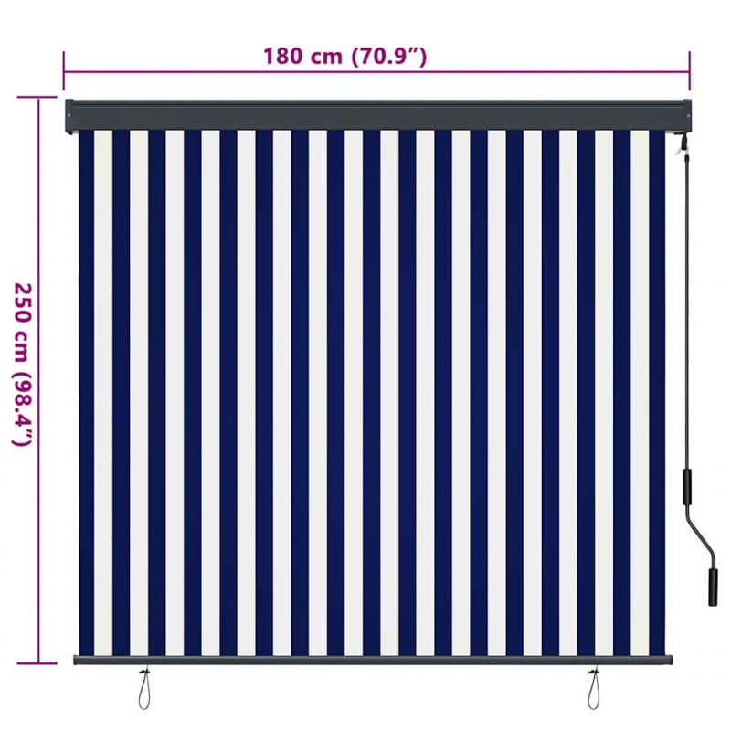 Roleta Niebieski i biały 180 x 250 cm Materiał i Aluminium